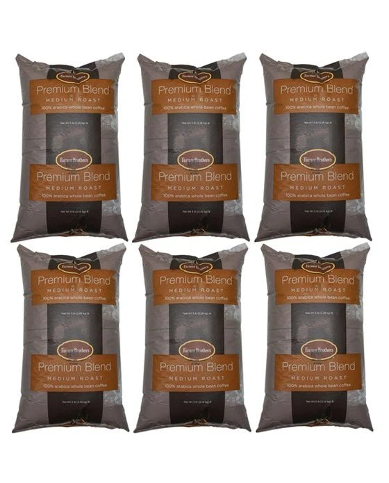 Farmer Brothers Medium Roast 100% Arabica Bean (6 Bags/5 Lbs Ea.)