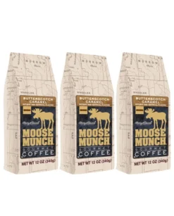 Harry & David Moose Munch Butterscotch Caramel Ground Gourmet Coffee 3 Bags (12 Oz Each)