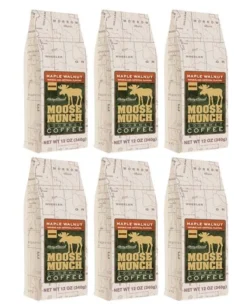 Moose Munch Coffee By Harry & David, Maple Walnut Ground Gourmet Coffee 6 Bags