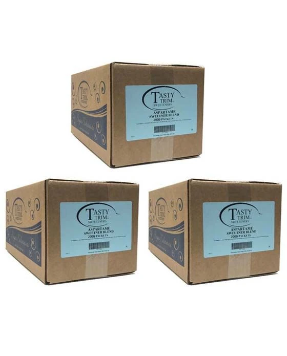 Tasty Trim Aspartame (Blue Sugar Substitute), 3 Boxes (2,000 Packets Ea.)