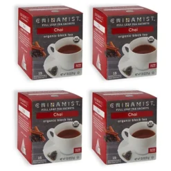 China Mist - Chai Organic Black Full Leaf Tea Sachet, 4 Boxes 15 Count Each