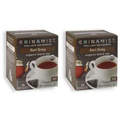 China Mist - Earl Grey Organic Black Full Leaf Tea Sachet, 2 Boxes 15 Count Each