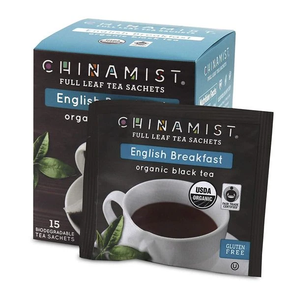 China Mist - English Breakfast Organic Black Full Leaf Tea Sachet, 2 Boxes 15 Count Each - Biodegradable And Individually Wrapped - Image 3