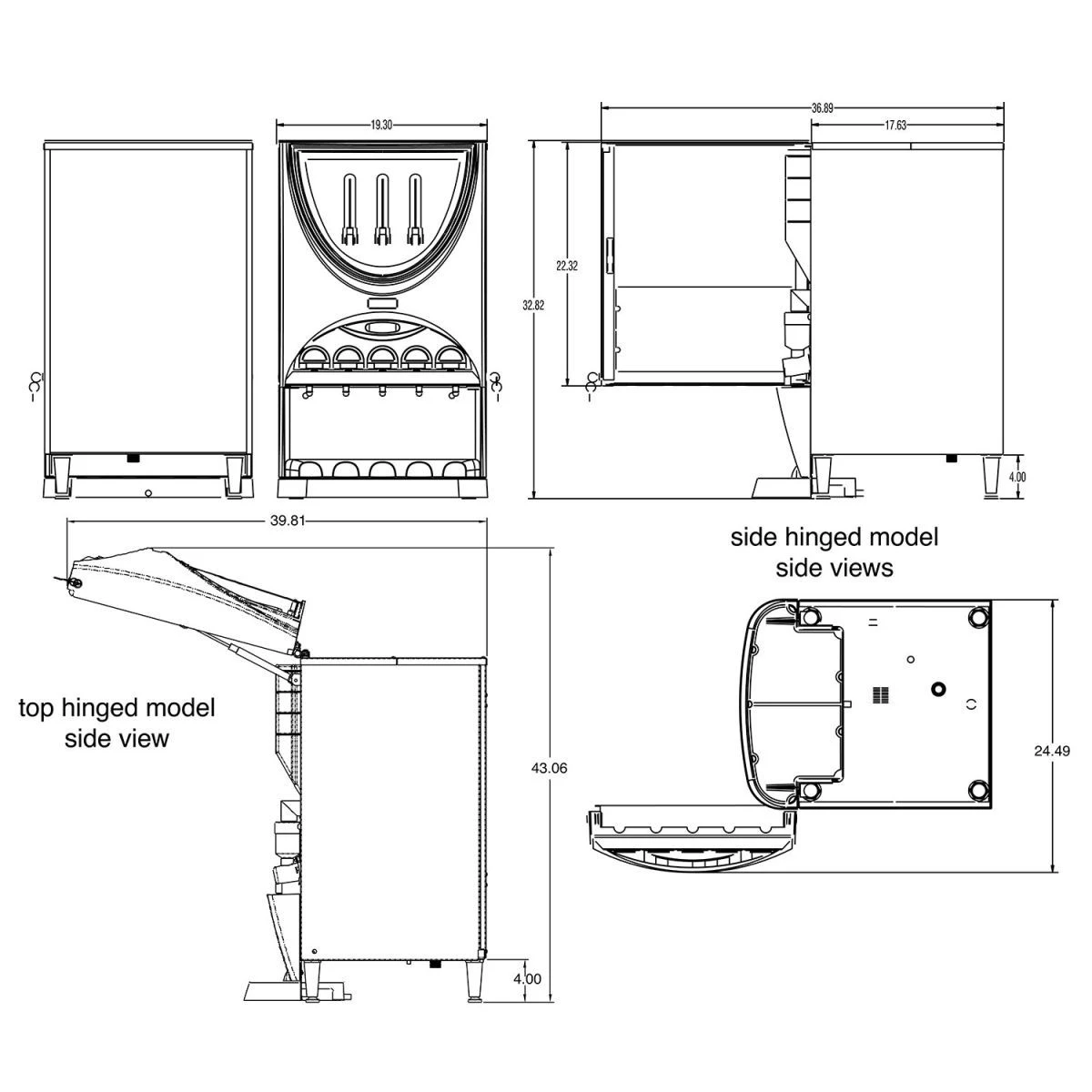 BUNN® Bunn 37000.0022 IMIX-5 BLK HW Powdered Cappuccino Dispenser With Top Hinged Door And Hot Water Faucet - 5 Hoppers - Image 3