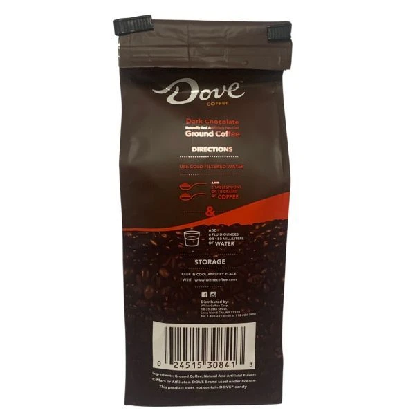 Dove Dark Chocolate, Naturally And Artificially Flavored Ground Coffee, 2/10 Oz Bags - Image 3