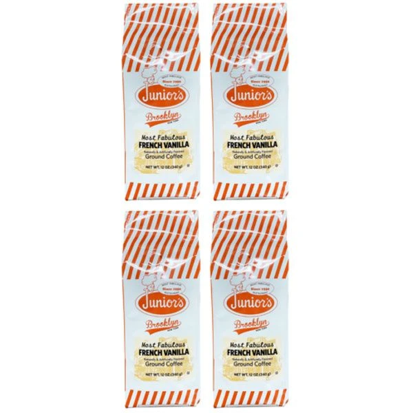 Junior's Most Fabulous French Vanilla, Medium Roast Ground Coffee, 4/12 Oz Bags