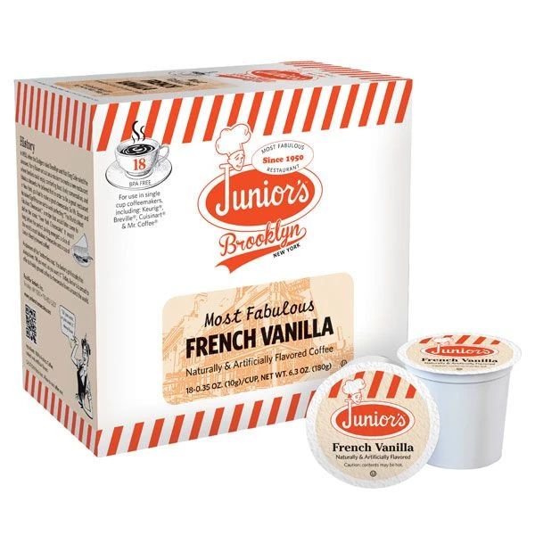 Juniors Most Fabulous French Vanilla, Medium Roast Single Single Serve 2/18 Count
