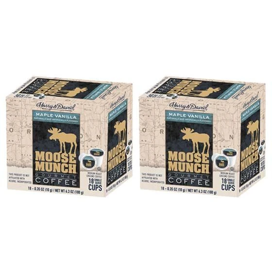 Moose Munch Maple Vanilla Single Serve Coffee By Harry & David, 2/18 Count
