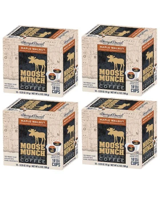 Moose Munch Single Serve Coffee By Harry & David, Maple Walnut, 4/18 Count