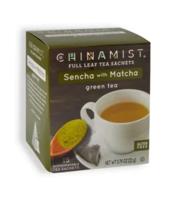 China Mist Sencha With Matcha Green Tea Sachets, 15 Count Box - Biodegradable And Individually Wrapped