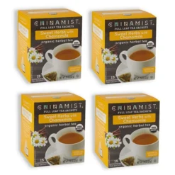 China Mist - Organic Sweet Herbs With Chamomile Herbal Tea Sachets, 4 Box 15 Count Each