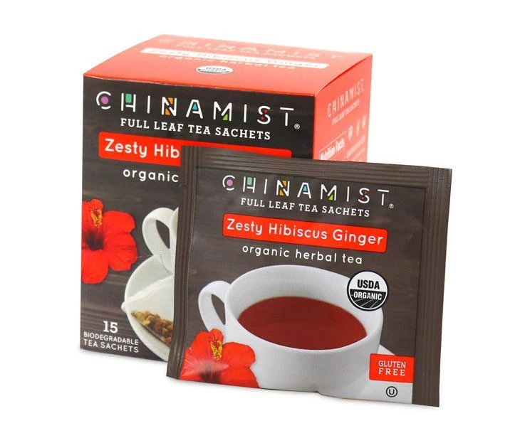 China Mist - Zesty Hibiscus Ginger Organic Black Full Leaf Tea Sachet, 6 Boxes 15 Count Each - Image 3